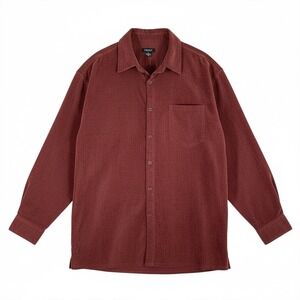 TRUST Mens Corduroy Long Sleeve Button Up Shirt Red Size XXL